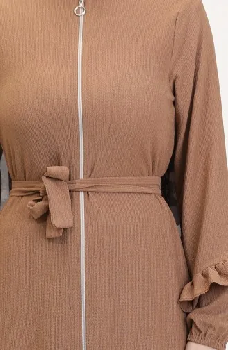 Abaya With Pleated Skirt 1059-01 Milk Coffee 1059-01