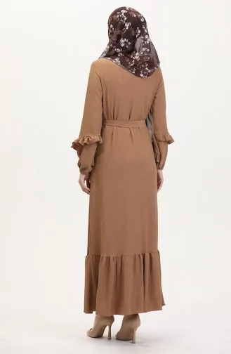 Abaya With Pleated Skirt 1059-01 Milk Coffee 1059-01