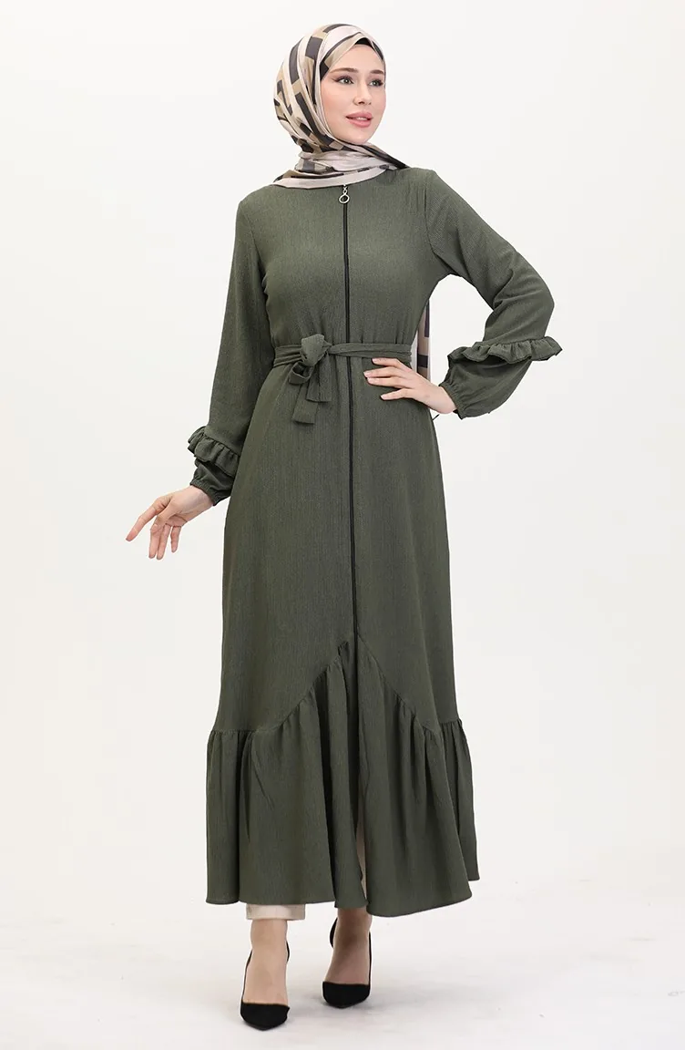 Geplooide Abaya 1059-03 Khaki 1059-03