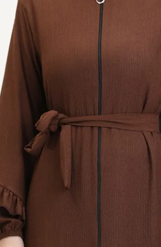 Abaya With Pleated Skirt 1059-06 Brown 1059-06