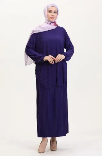 Pleated Tunic Skirt Two Piece Set 0015-01 Purple 0015-01