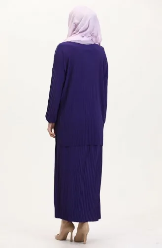 Pleated Tunic Skirt Two Piece Set 0015-01 Purple 0015-01