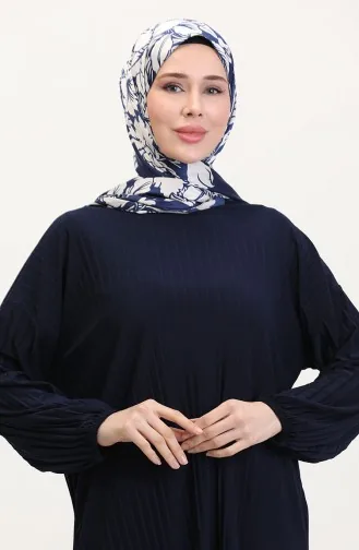 طقم تنورة تونيك مطوية من قطعتين 0015-02 أزرق داكن 0015-02