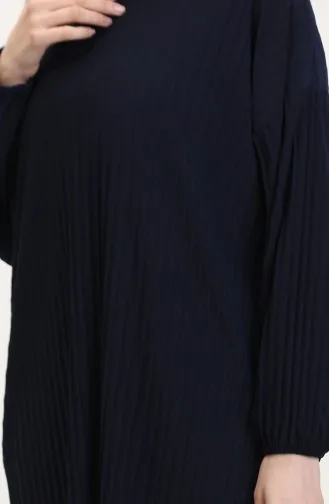 طقم تنورة تونيك مطوية من قطعتين 0015-02 أزرق داكن 0015-02