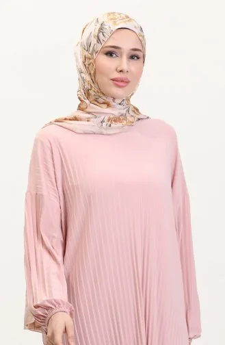 طقم تنورة تونيك مطوية من قطعتين 0015-04 بودرة 0015-04