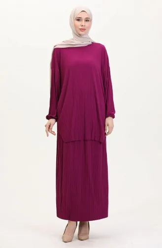 Geplooide Tuniekrok Tweedelig Set 0015-05 Pruim 0015-05