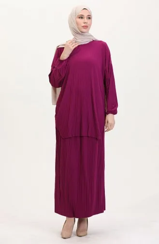 Geplooide Tuniekrok Tweedelig Set 0015-05 Pruim 0015-05