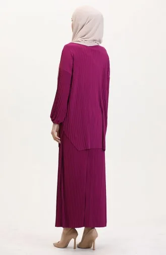 Geplooide Tuniekrok Tweedelig Set 0015-05 Pruim 0015-05