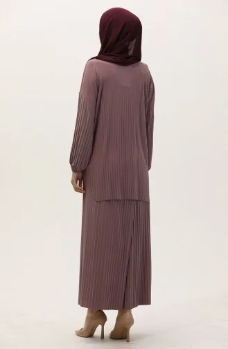Pleated Tunic Skirt Two Piece Set 0015-06 Mink 0015-06