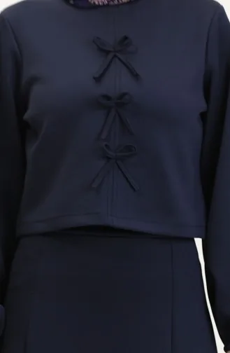 Scuba Fabric Blouse Rok Tweedelig Set 0021-01 Marineblauw 0021-01
