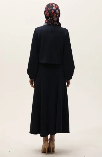 Scuba Fabric Blouse Rok Tweedelig Set 0021-01 Marineblauw 0021-01