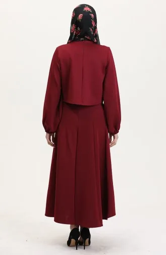 Scuba Kumaş Bluz Etek İkili Takım 0021-02 Bordo