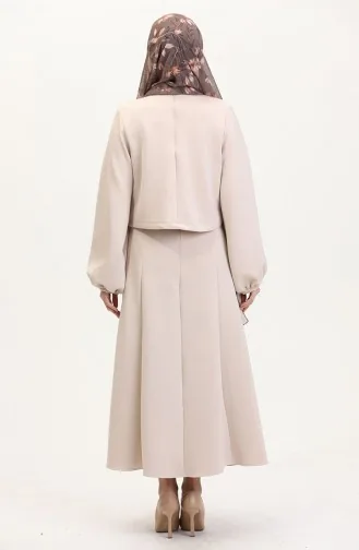Ensemble Deux Pièces Chemisier Et Jupe En Tissu Scuba 0021-03 Beige 0021-03
