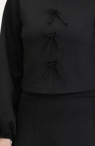 Scuba Fabric Blouse Rok Tweedelig Set 0021-04 Zwart 0021-04
