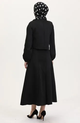 Scuba Fabric Blouse Rok Tweedelig Set 0021-04 Zwart 0021-04