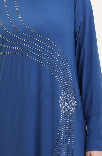 فستان سهرة من القماش الرملي الحجري 0020-02 نيلي 0020-02