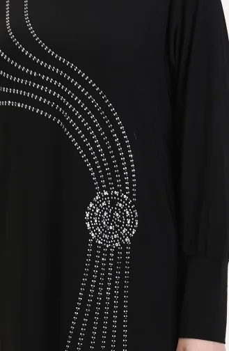 Sandy Kumaş Taşlı Abiye Elbise 0020-04 Siyah