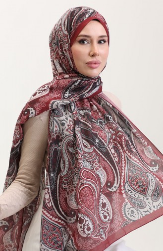 Karaca Etnik Desenli Koton Şal 81081-04 Bordo 81081-04