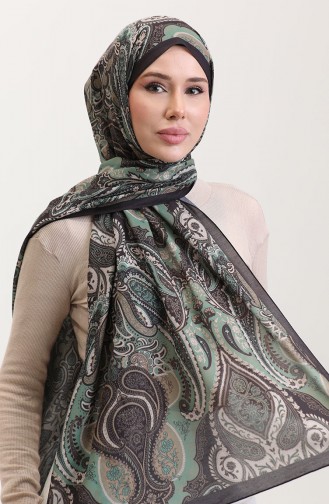Karaca Etnik Desenli Koton Şal 81081-05 Siyah Zümrüt Yeşili 81081-05