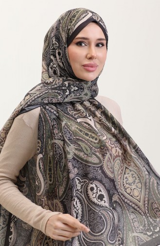 Karaca Etnik Desenli Koton Şal 81081-06 Siyah Kahverengi