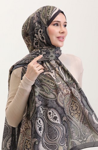 Karaca Etnik Desenli Koton Şal 81081-06 Siyah Kahverengi