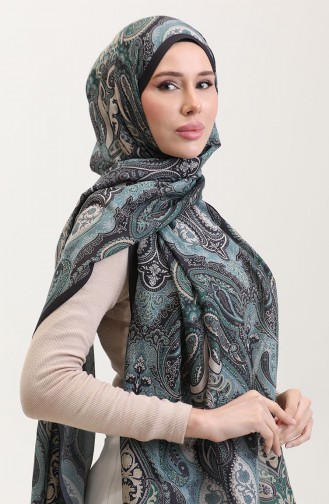 Karaca Etnik Desenli Koton Şal 81081-07 Siyah Mavi