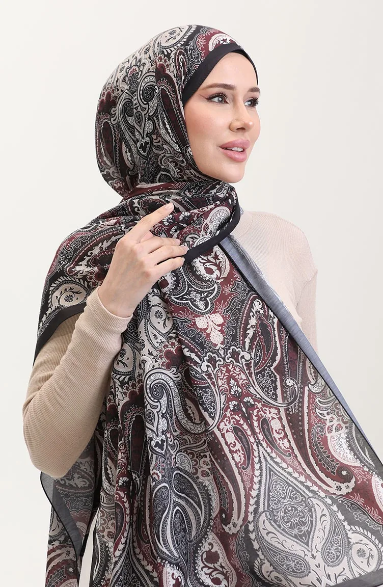 Karaca Ethno Gemusterter Baumwollschal 81081-08 Schwarz Beige 81081-08