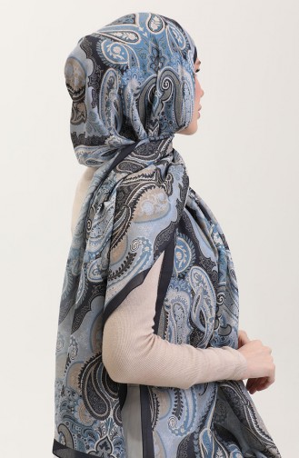Karaca Etnik Desenli Koton Şal 81081-10 Lacivert Mavi 81081-10