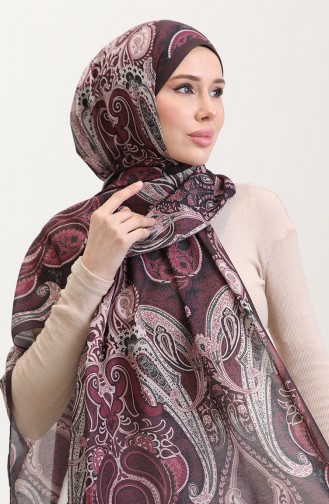 Karaca Etnik Desenli Koton Şal 81081-14 Siyah Fuşya 81081-14