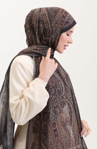 Karaca Etnik Desenli Koton Şal 81084-03 Siyah Gold 81084-03