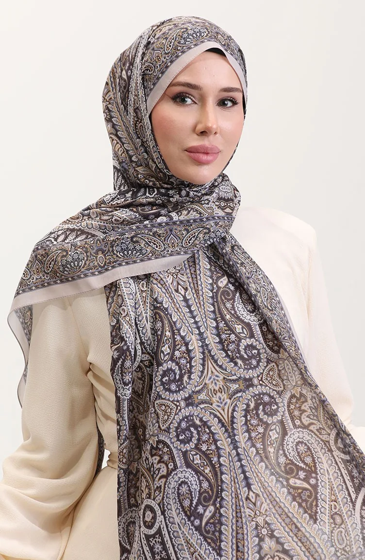 وشاح كاراكا القطني بنقوش عرقية 81084-13 بيج ليلكي 81084-13