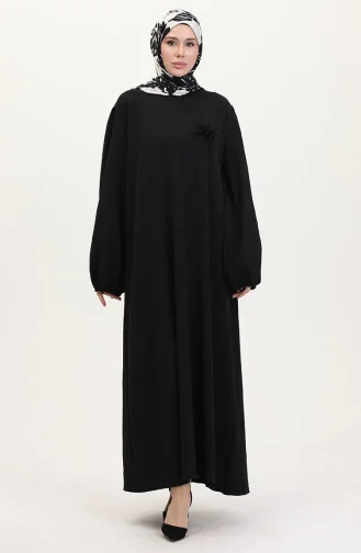 Broş Detaylı Elbise 0017-01 Siyah
