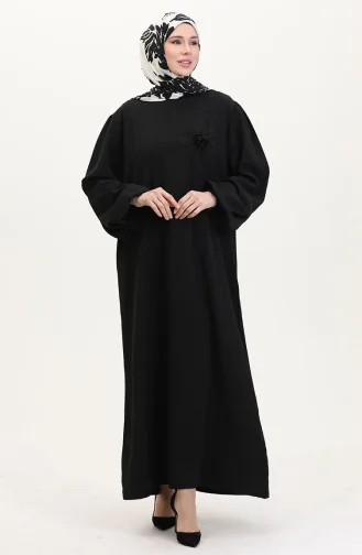 Broş Detaylı Elbise 0017-01 Siyah