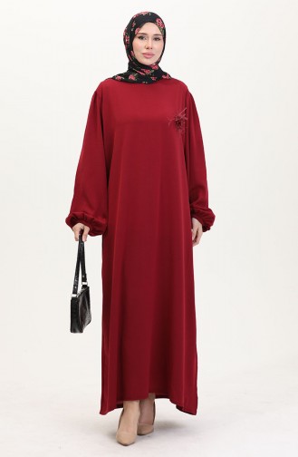 Claret Red Hijab Dress 0017-05