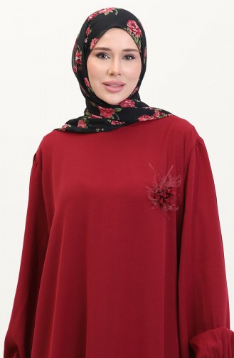 Claret Red Hijab Dress 0017-05