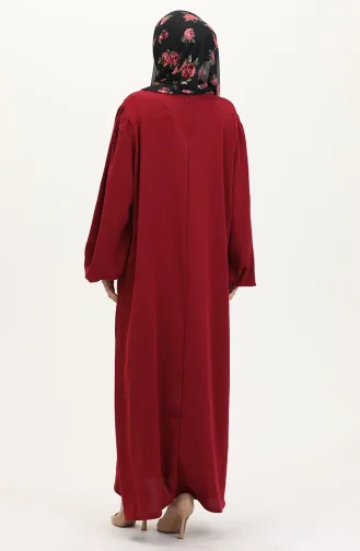 Broş Detaylı Elbise 0017-05 Bordo
