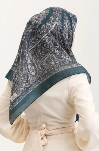 Etnik Kehribar Eşarp 70279-01 Petrol Yeşili