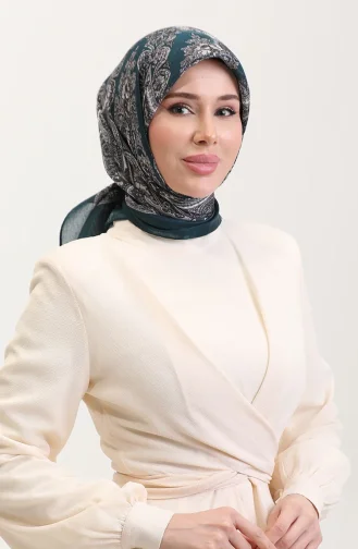 Etnik Kehribar Eşarp 70279-01 Petrol Yeşili