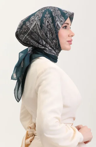 Etnik Kehribar Eşarp 70279-01 Petrol Yeşili