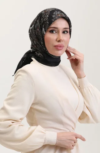 Etnik Kehribar Eşarp 70279-02 Siyah Kahverengi