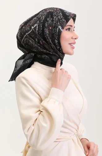 Etnik Kehribar Eşarp 70279-02 Siyah Kahverengi