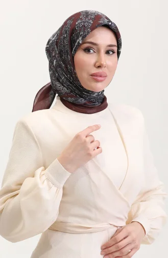 Etnik Kehribar Eşarp 70279-09 Taba Gri