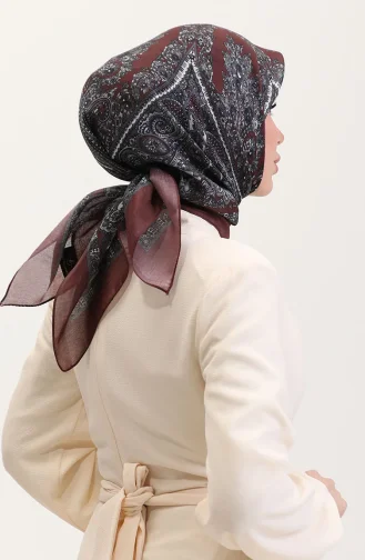 Etnik Kehribar Eşarp 70279-09 Taba Gri