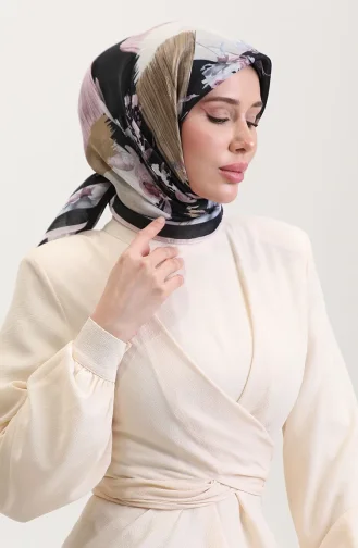 Kehribar Eşarp 70280-10 Siyah Pembe