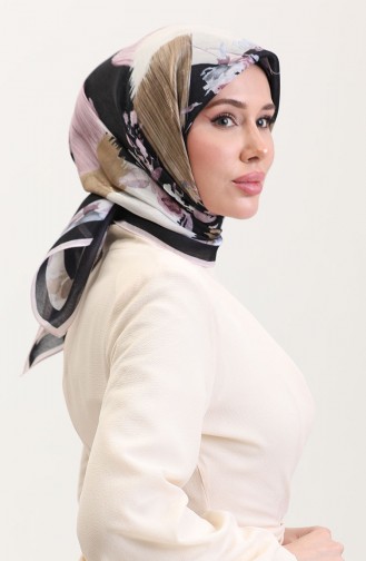 Kehribar Eşarp 70280-10 Siyah Pembe