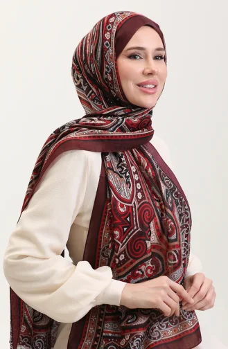 Châle Ethnique En Ambre 70278-06 Rouge Bordeaux 70278-06