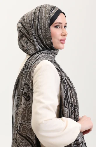 Châle Ethnique En Ambre 70278-10 Vison Noir 70278-10