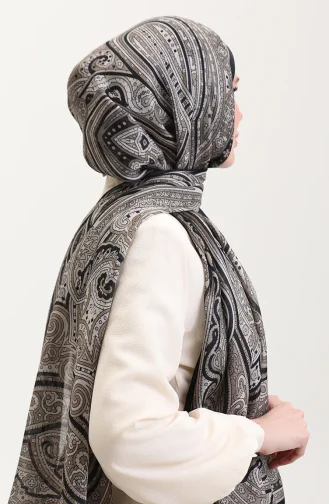 Châle Ethnique En Ambre 70278-10 Vison Noir 70278-10