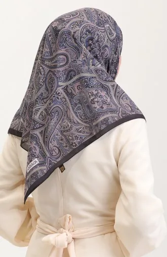 Karaca Ethnic Patterned Cotton Scarf 81078-08 Black Navy Blue 81078-08