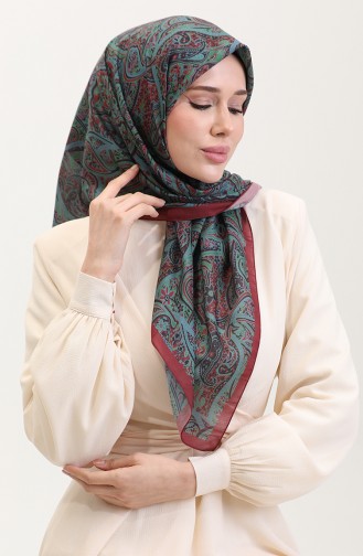 Karaca Etnik Desenli Koton Eşarp 81078-09 Bordo Yeşil